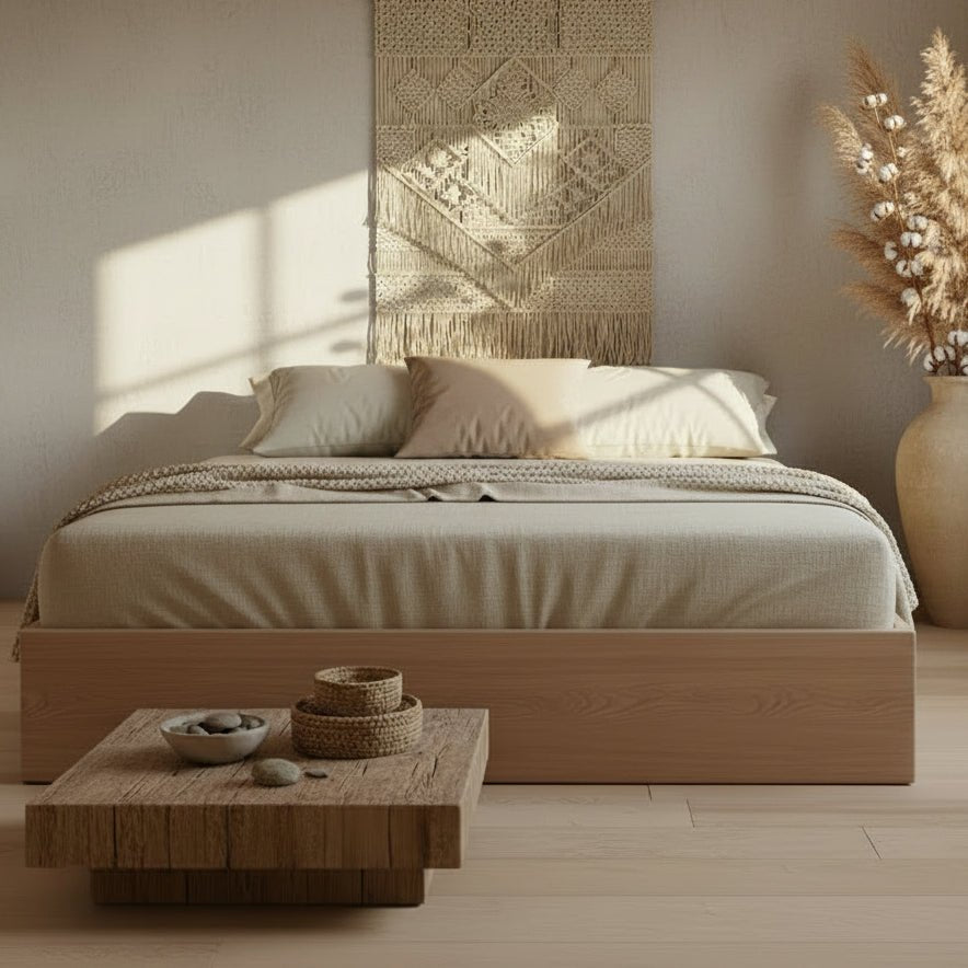 Drap housse en lin beige texture du tissus