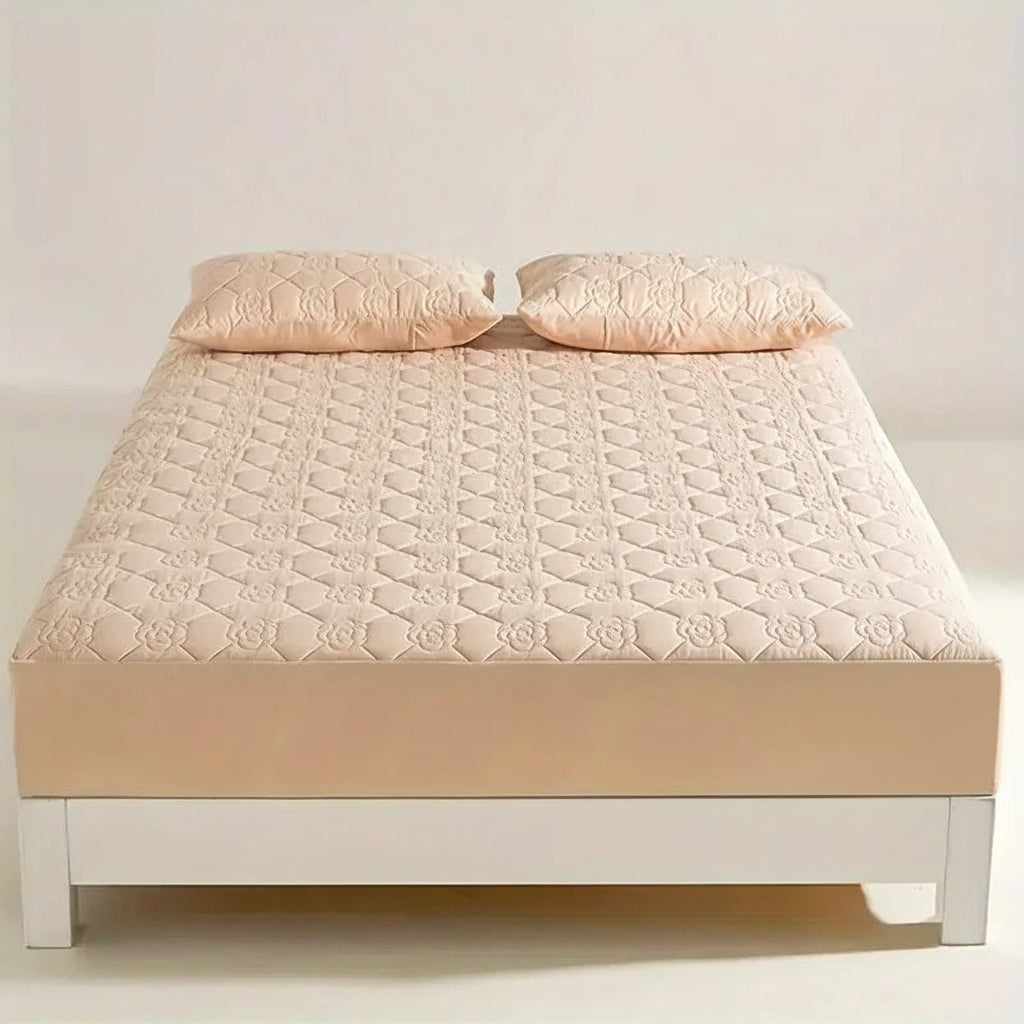 Housse de matelas intĂ©grale douce de couleur pĂȘche