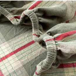 Drap housse 90x200 | Coton lavé à carreaux