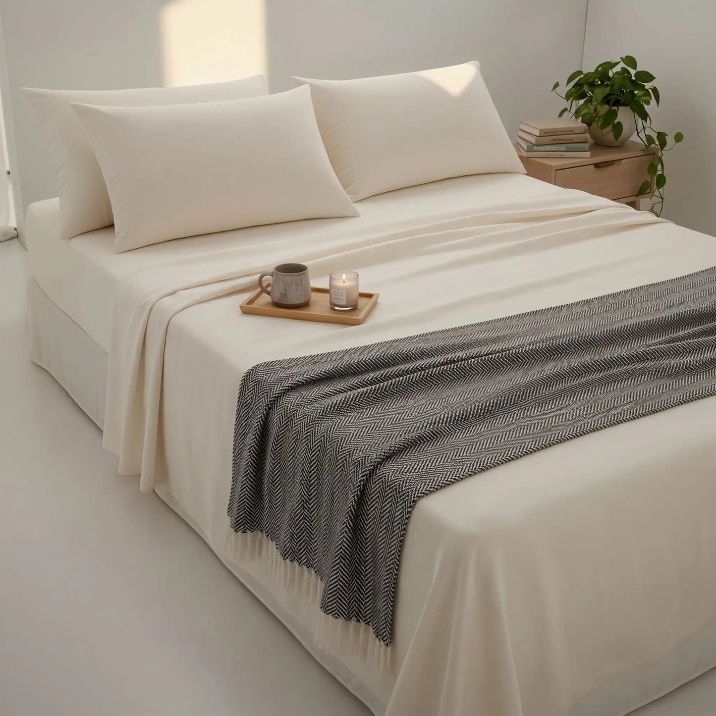 Drap en coton blanc ivoire
