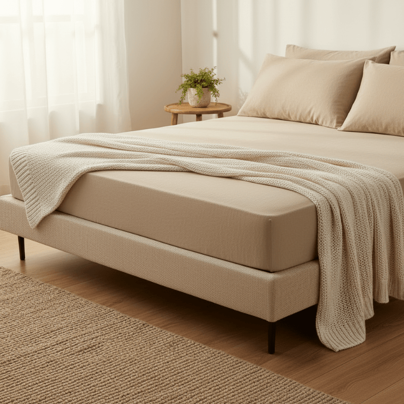 Drap housse en jersey beige démo