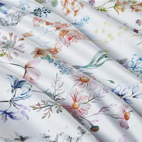 Housse de couette en satin de coton motifs floraux