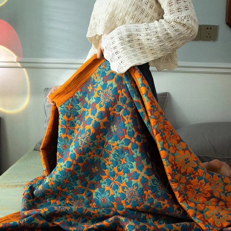Couverture et plaid floral