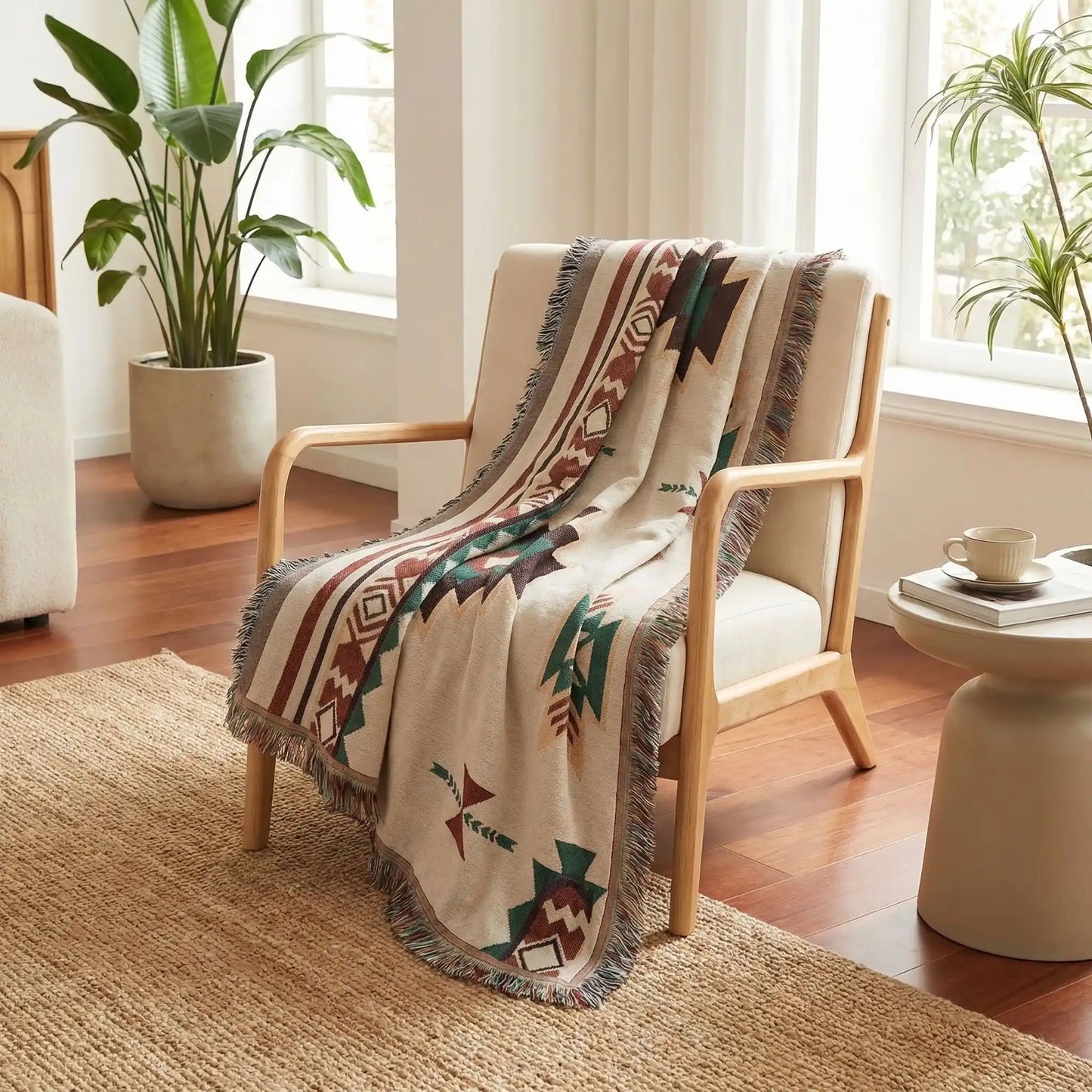 Couverture ethnique été sur un fauteuil