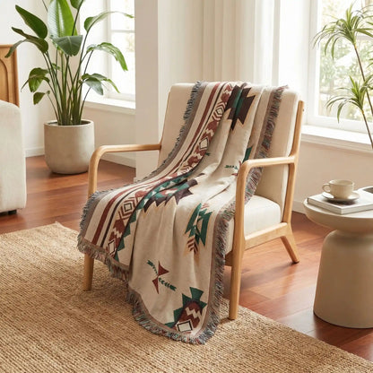 Couverture ethnique été sur un fauteuil