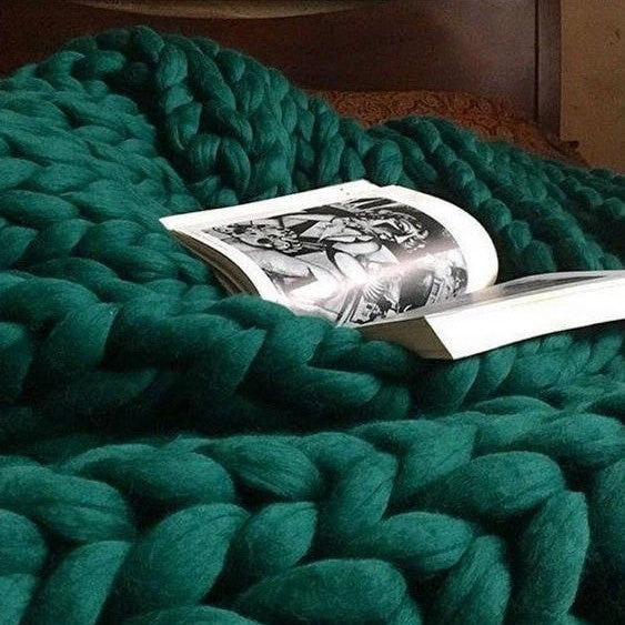 Couvertures tricotees verte