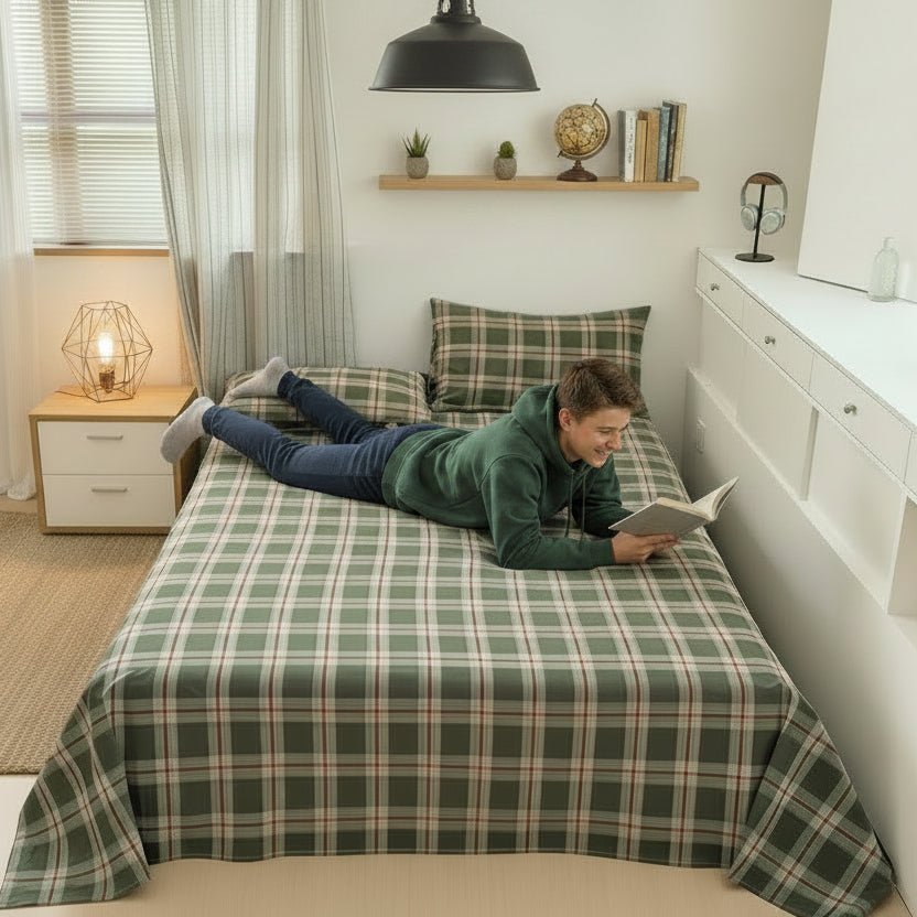 Drap carreaux vert