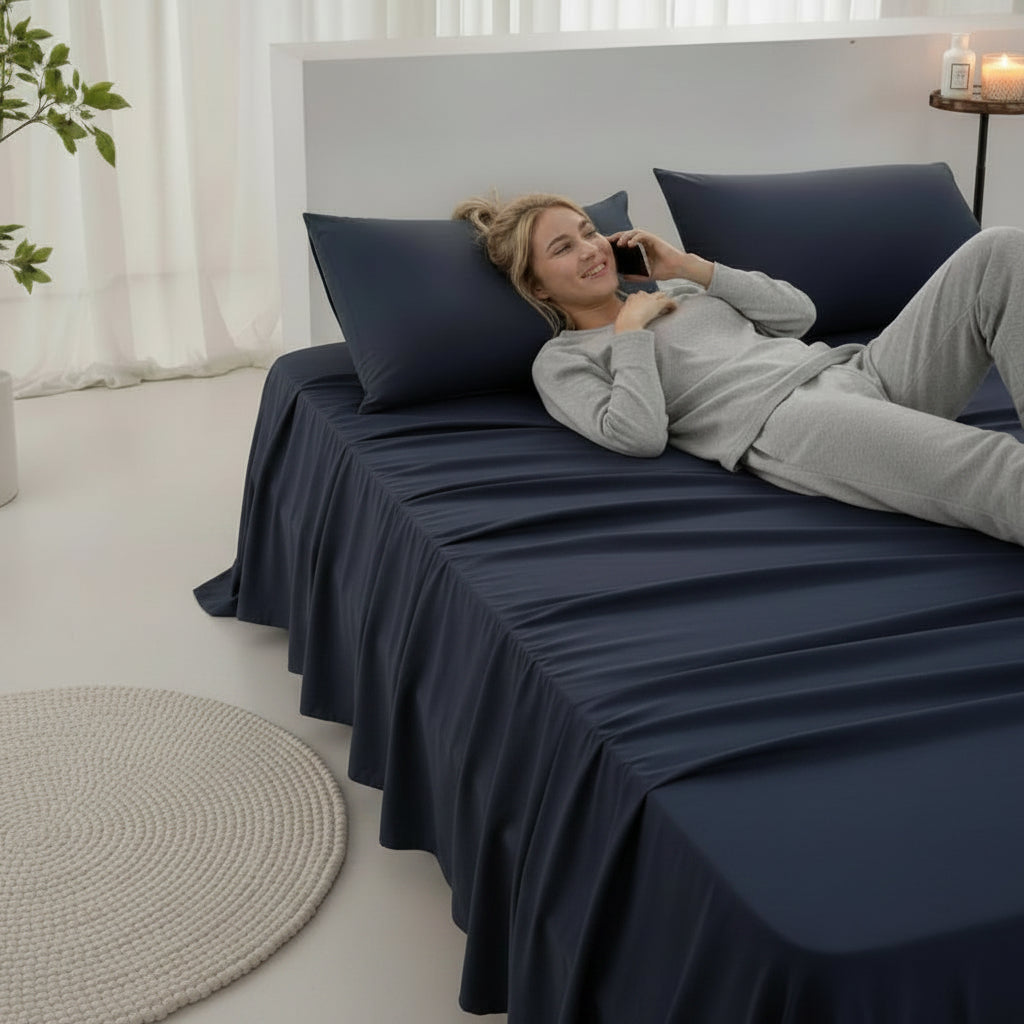 Drap en coton de couleur gris foncé