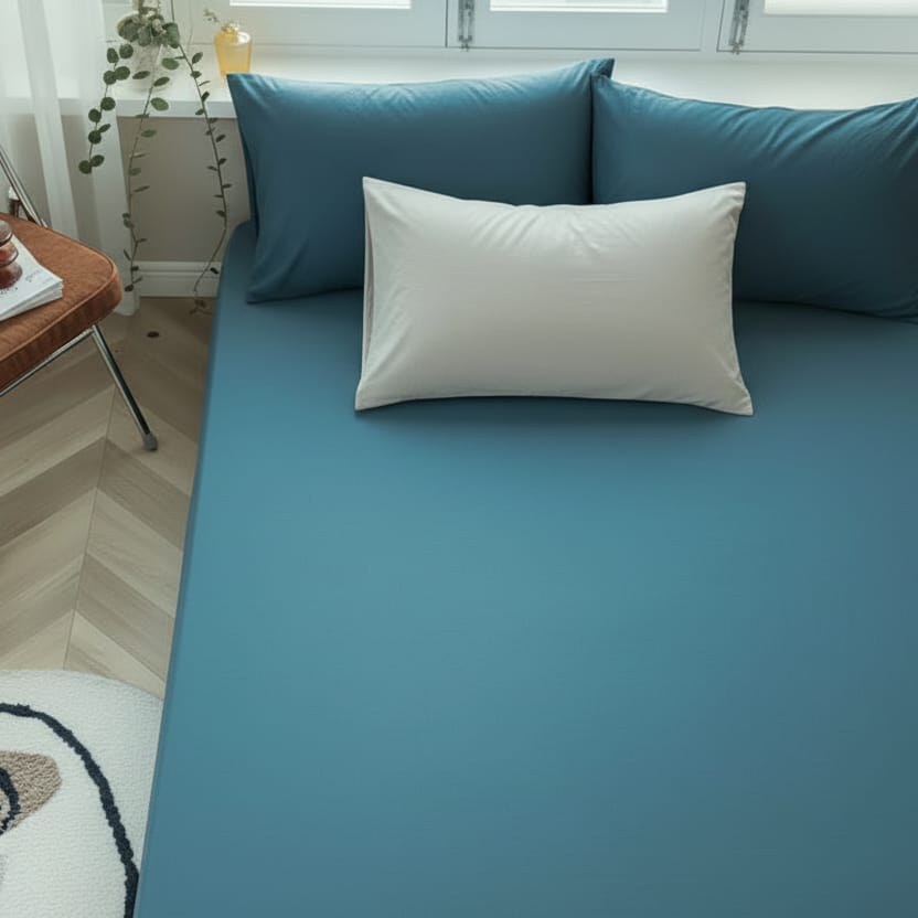 Drap housse 140x190 turquoise confortable