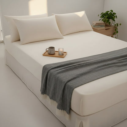 Drap housse 140x200 blanc ivoire
