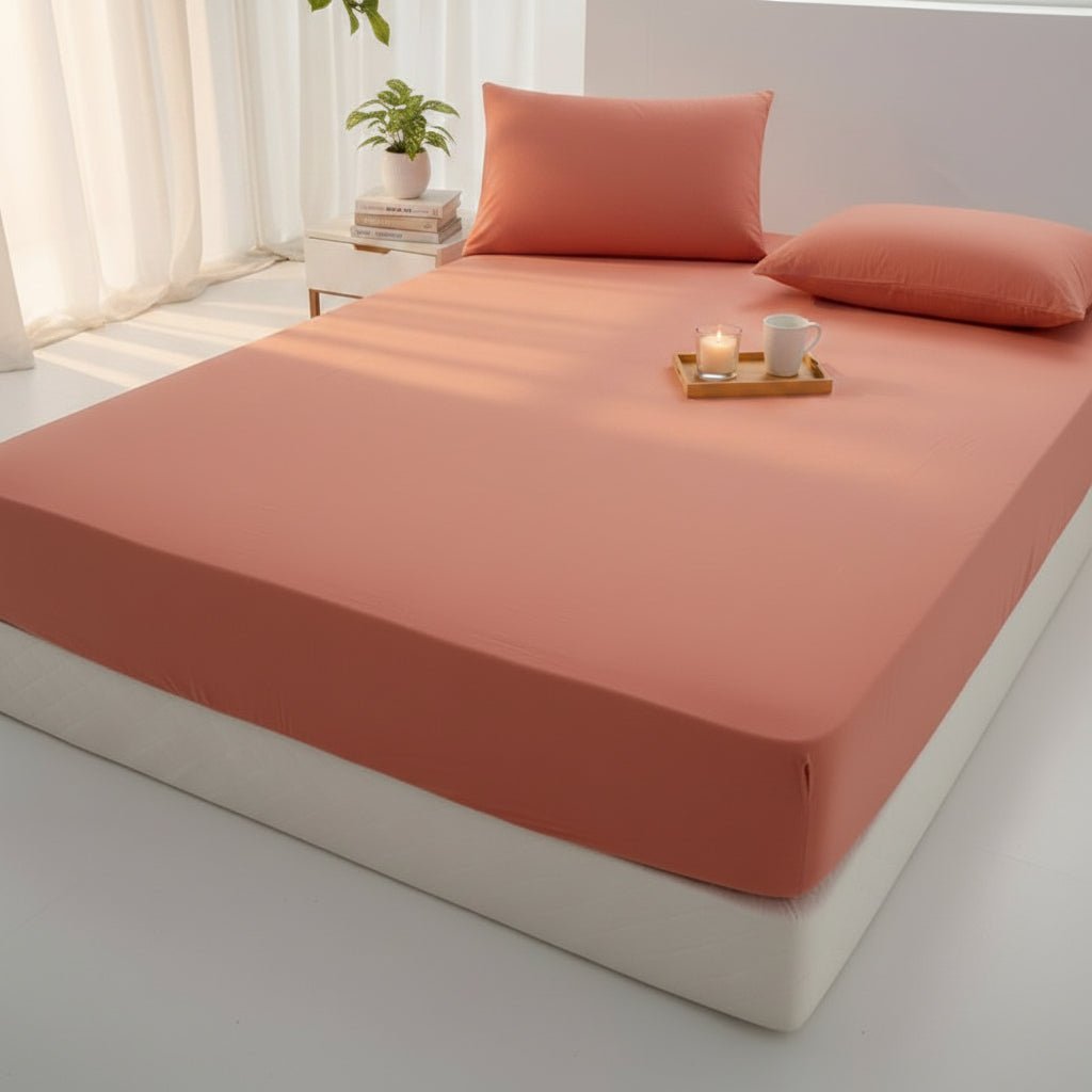 Drap housse 140x200 corail