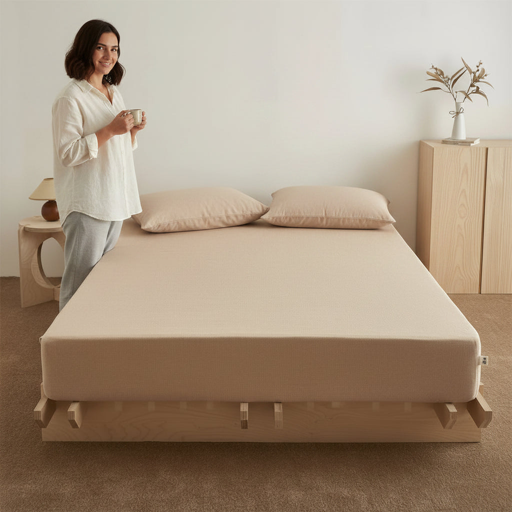 Drap housse 180x200 de couleur rouille