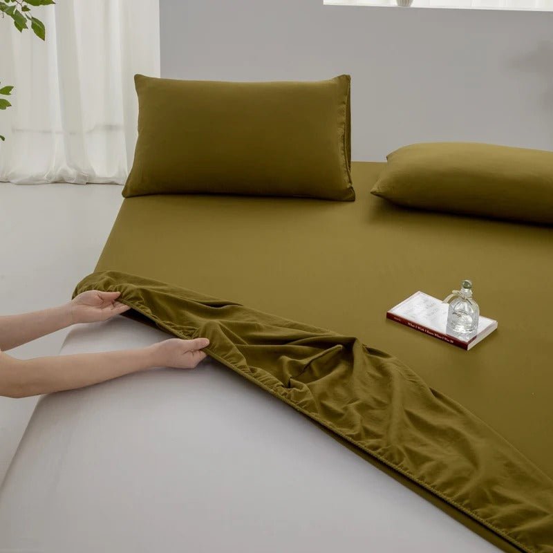 Drap plat coton de couleur kaki