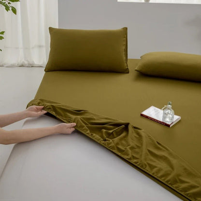 Drap plat coton de couleur kaki