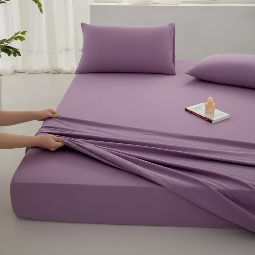 Drap plat coton de couleur lilas