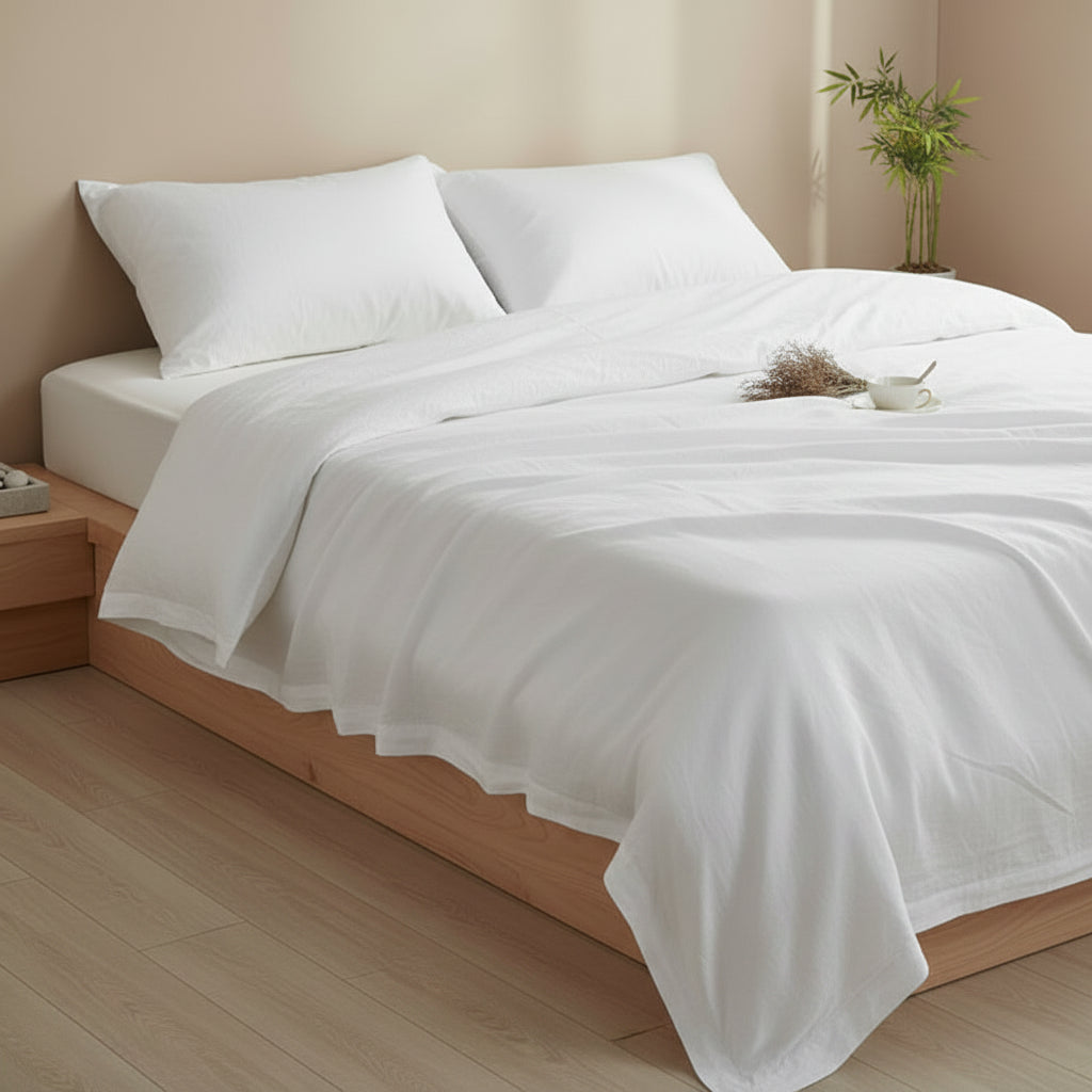 Drap plat lin blanc