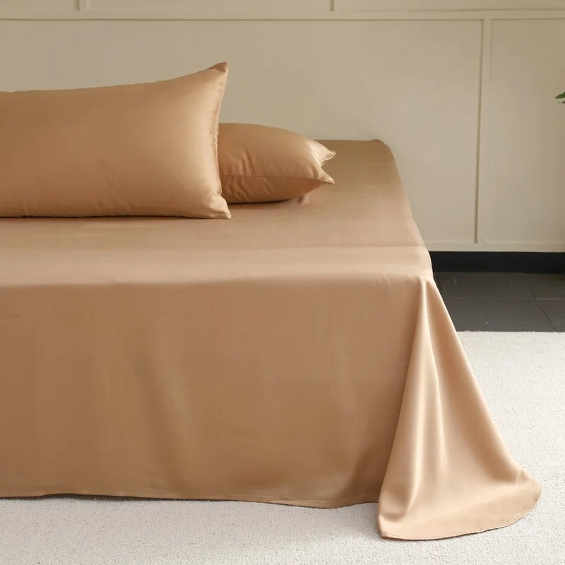 Draps en soie caramel naturel