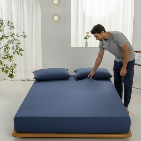 Draps housse bleu
