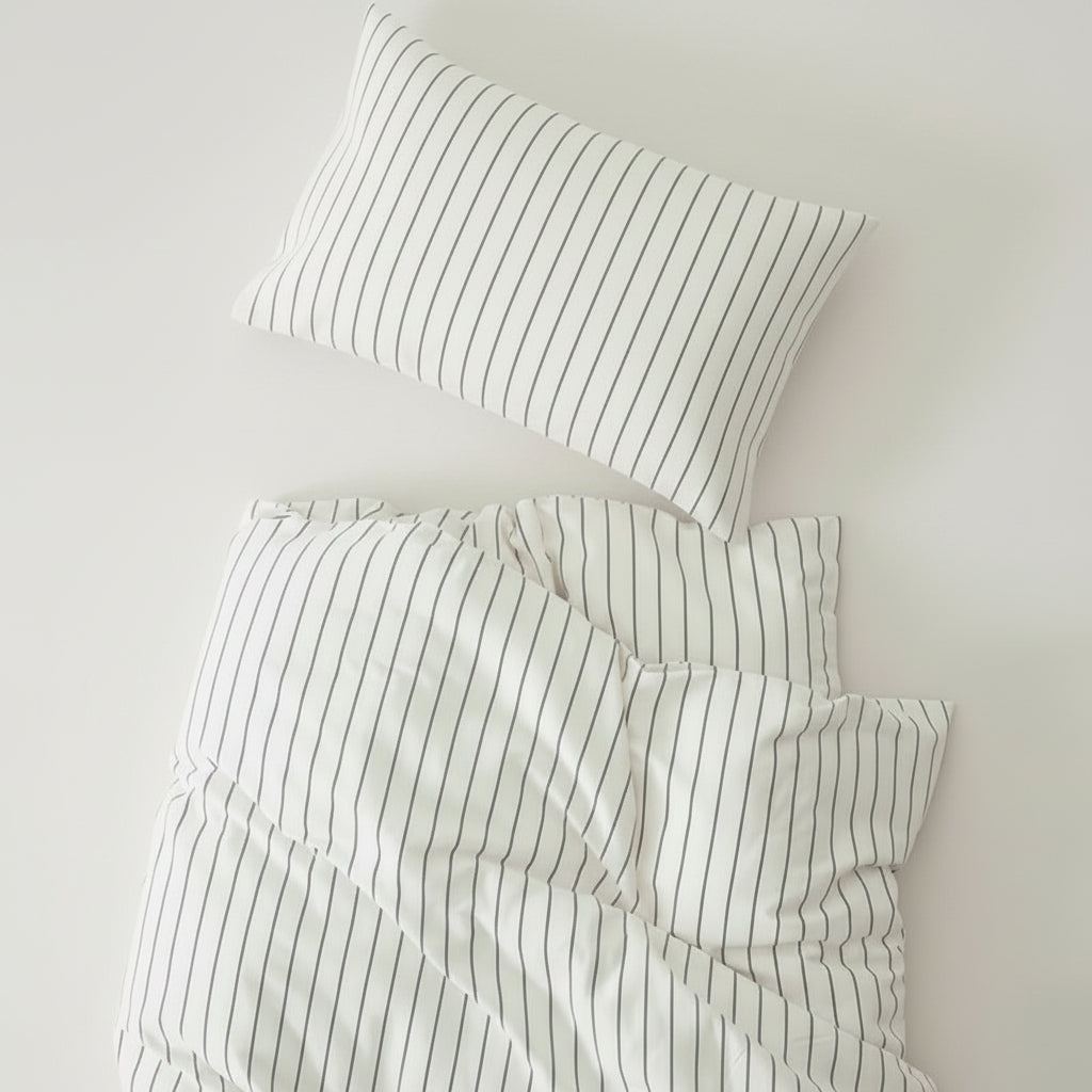 Housse de couette en coton blanc ligné