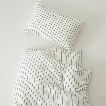 Housse de couette en coton blanc ligné