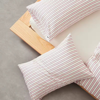 Housse de couette en coton rose rayée