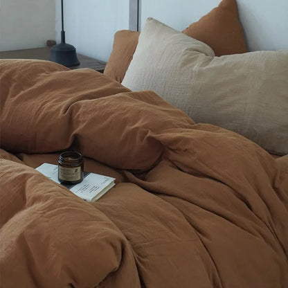 Housse de couette en gaze de coton de couleur caramel