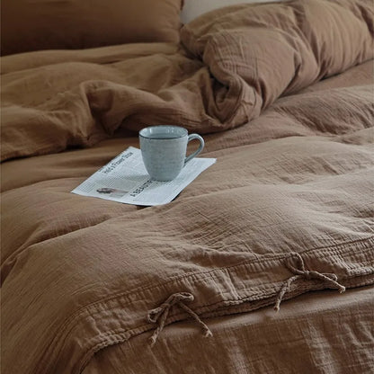 Housse de couette en gaze de coton de couleur caramel