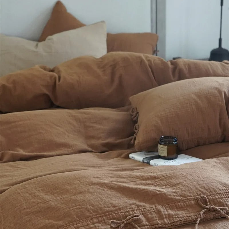 Housse de couette en gaze de coton marron