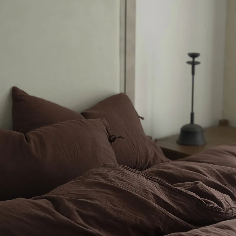 Housse de couette en gaze de coton de couleur pourpre avec oreillers