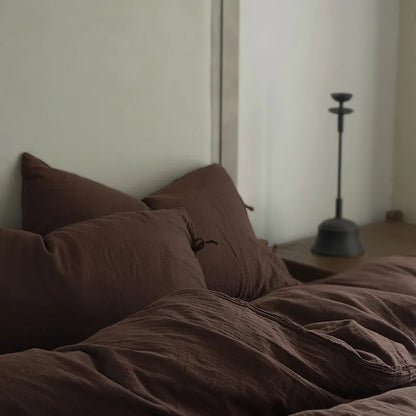 Housse de couette en gaze de coton de couleur pourpre avec oreillers