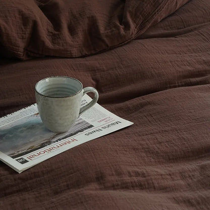 Housse de couette en gaze de coton de couleur pourpre avec une tasse