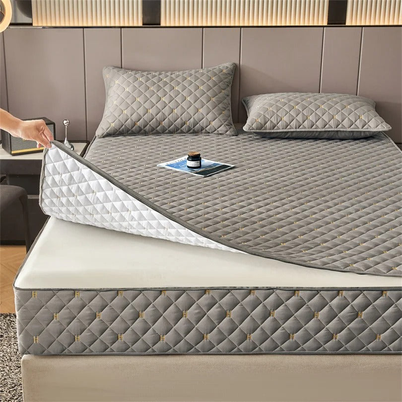 Housse de matelas 140x190 gris pâle