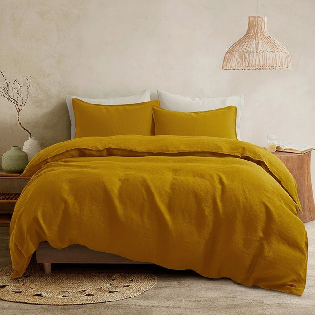 Housses de couette 240 x 220 de couleur ocre