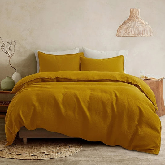 Housses de couette 240 x 220 de couleur ocre