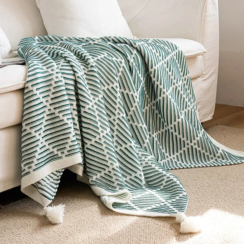 Plaid de lit vert canapé