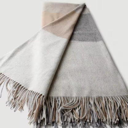 Plaid en laine beige et gris
