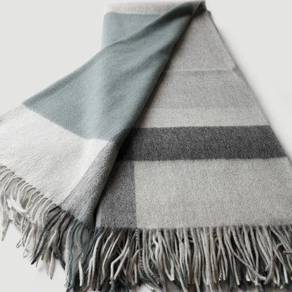 Plaid en laine bleu et gris