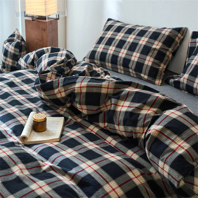 Housse de couette en coton bleu doux