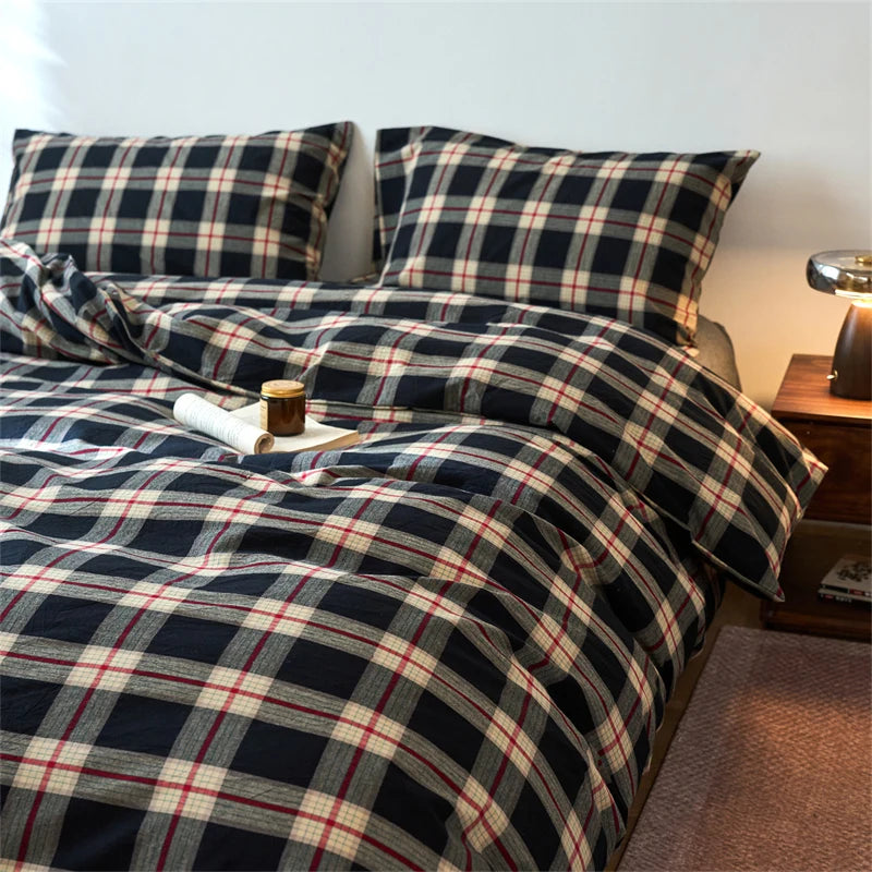 Housse de couette en coton bleu chambre