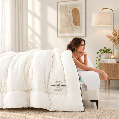 Couette en laine, texture aérienne