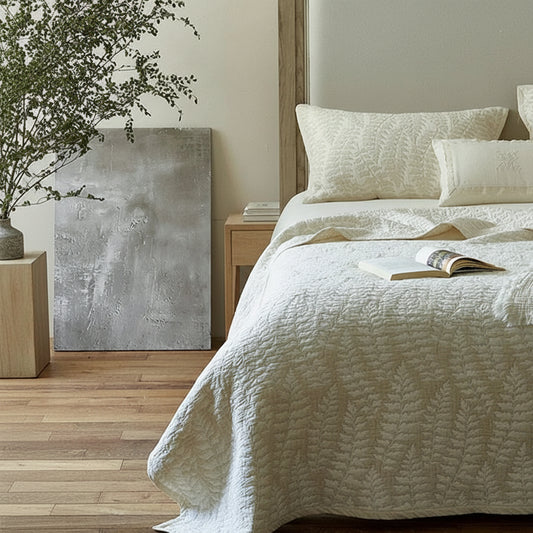 Couvre lit en lin beige