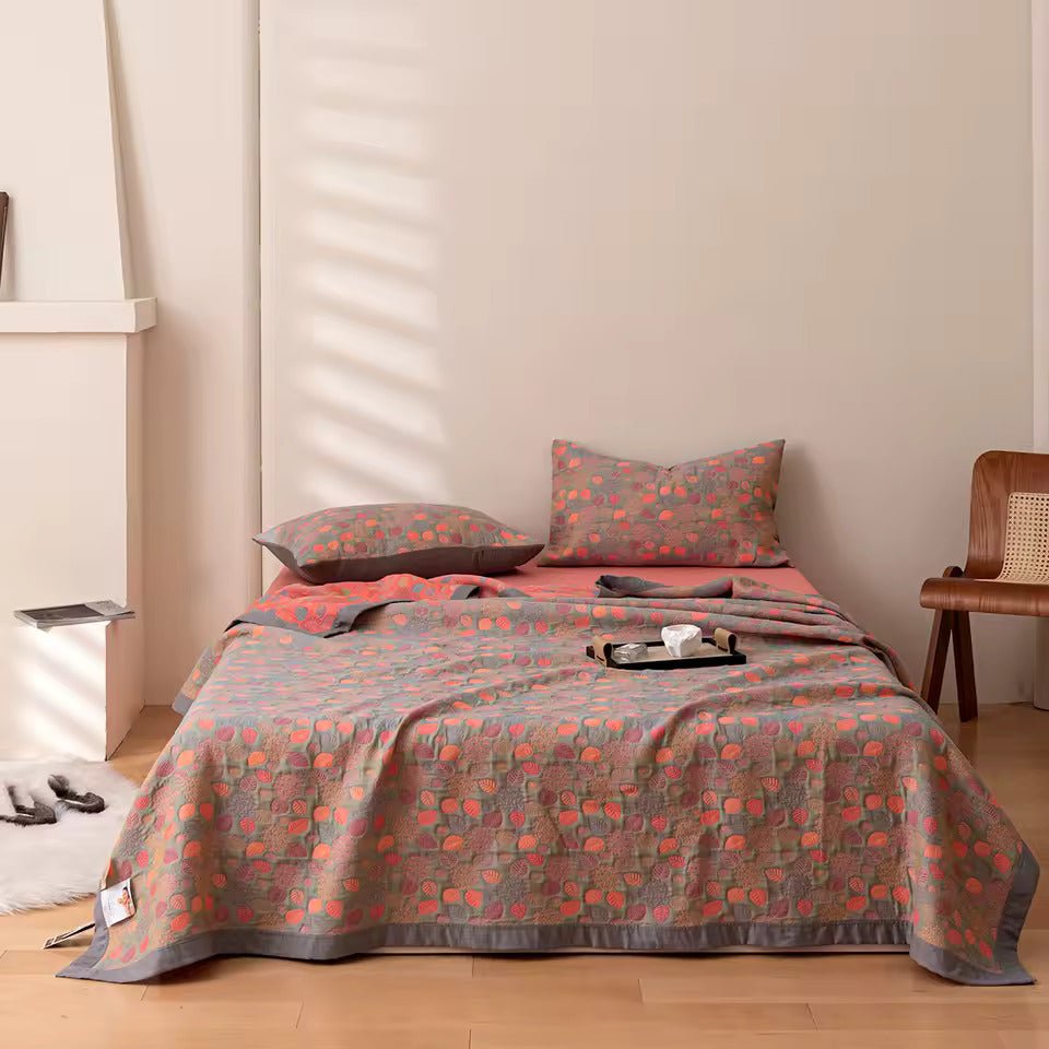 Couvre lit gaze de coton motifs rose