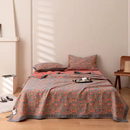 Couvre lit gaze de coton motifs rose