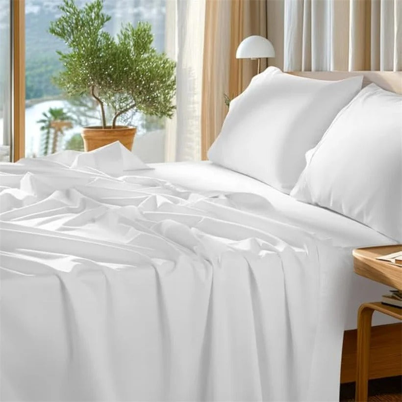 Drap en satin de coton blanc