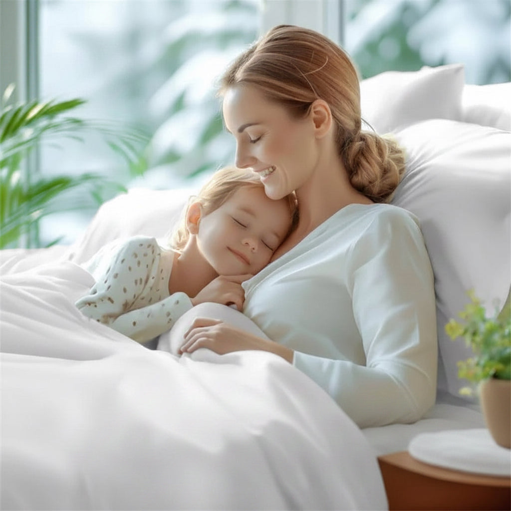 Drap en satin de coton, mère et fille