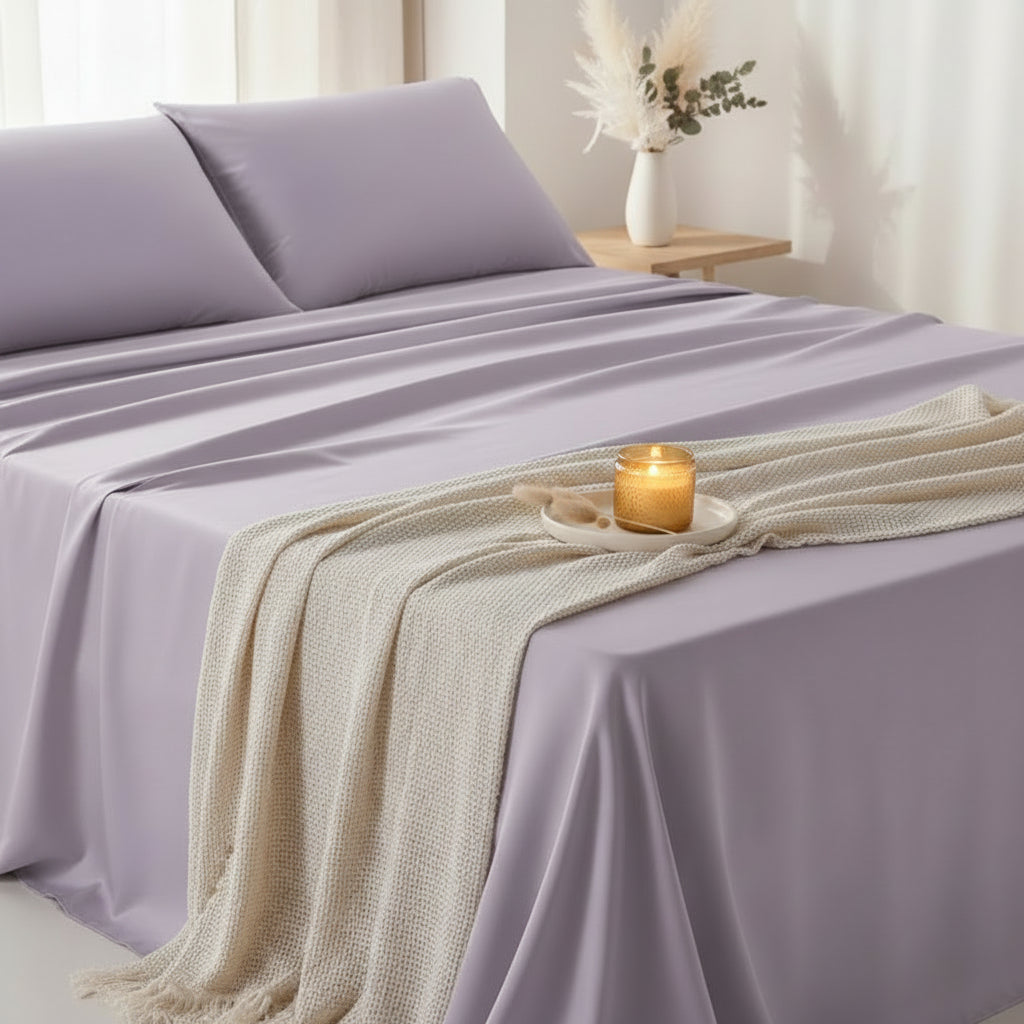 Drap en satin mauve confortable