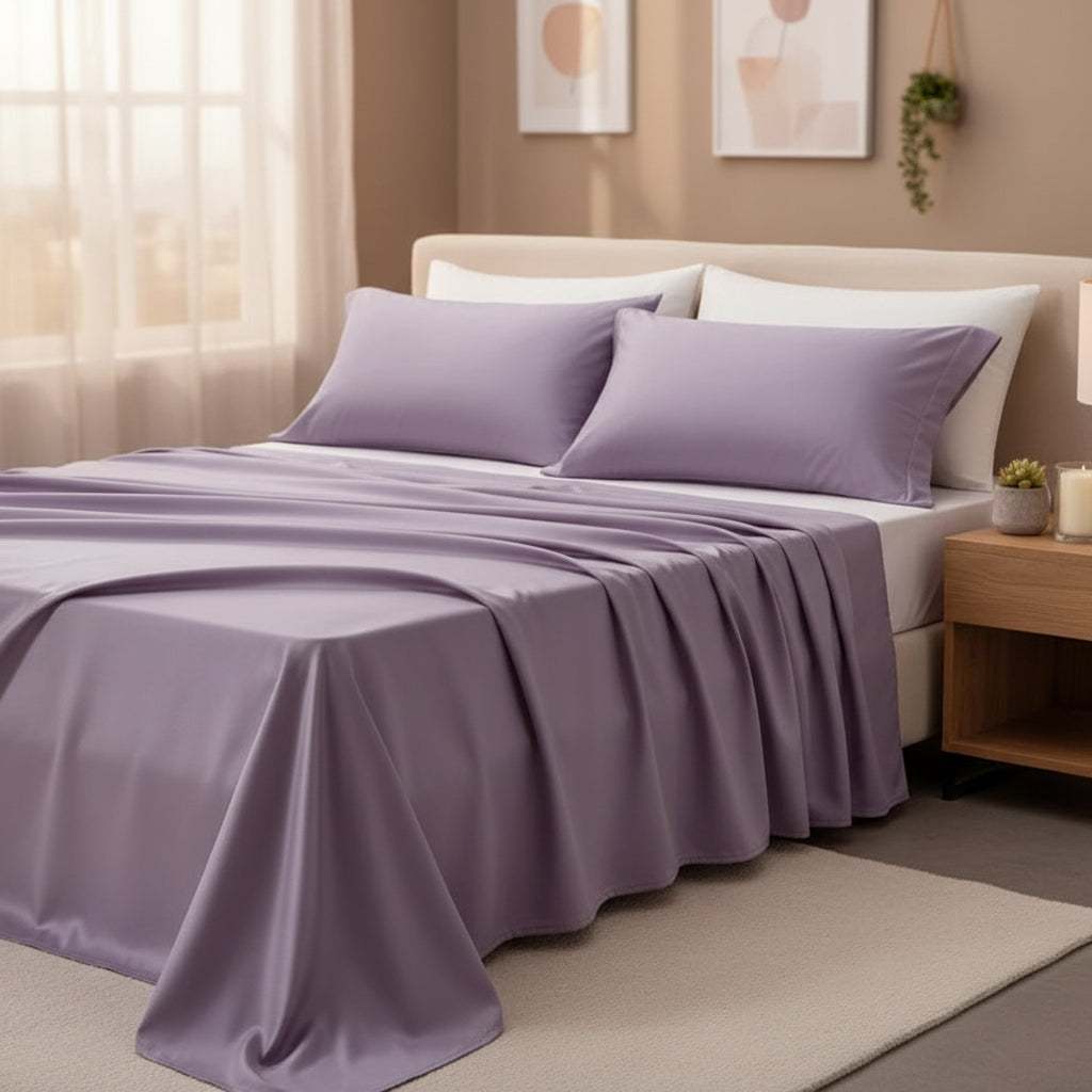 Drap en satin mauve doux