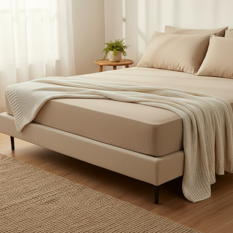 Drap housse en jersey beige démo