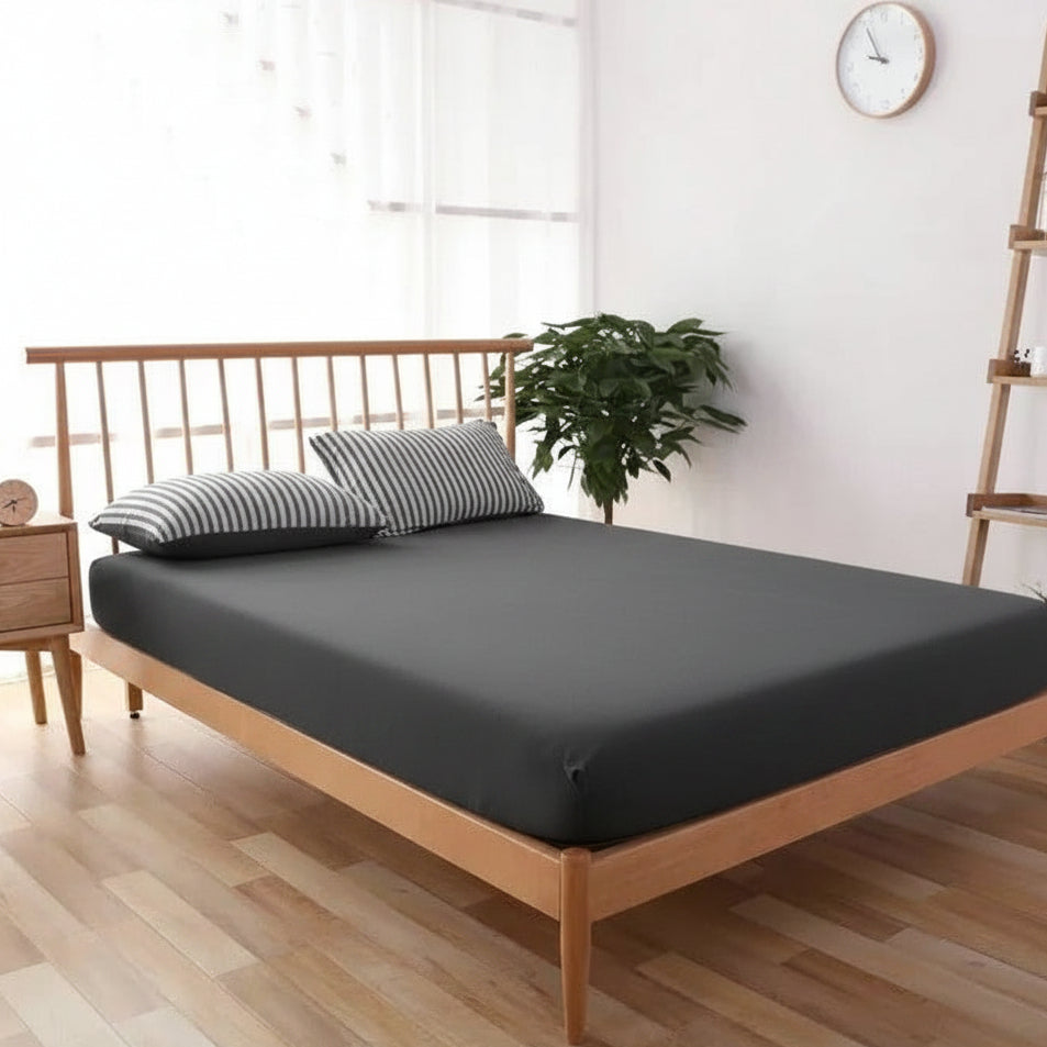 Drap housse en jersey gris lit doux
