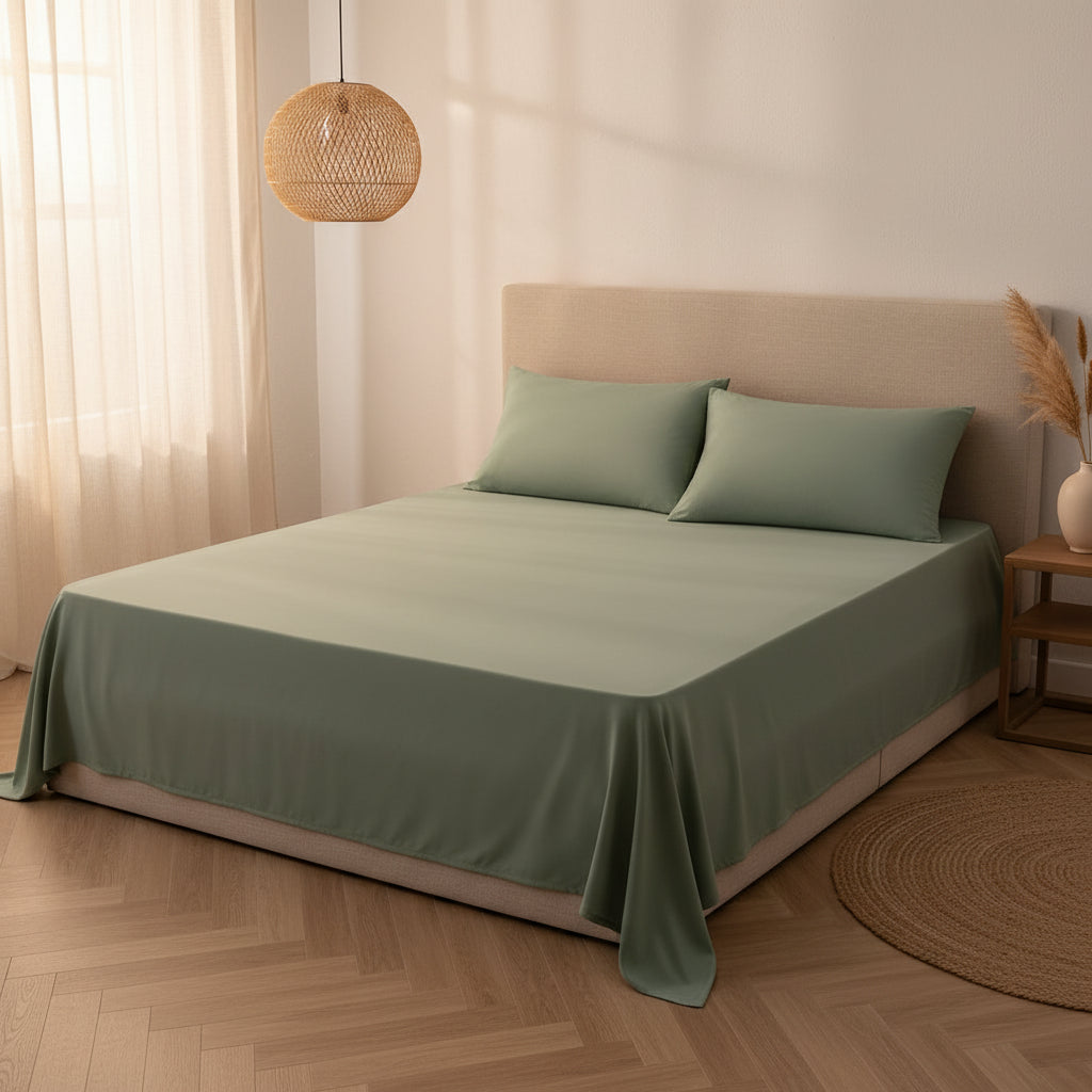 Drap plat en coton vert